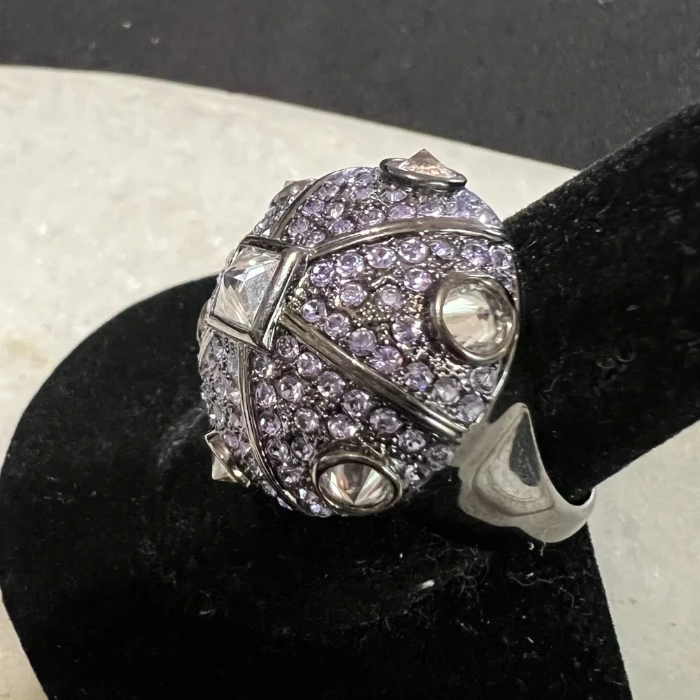 Purple & Clear Rhinestone‎ Dome Statement Ring